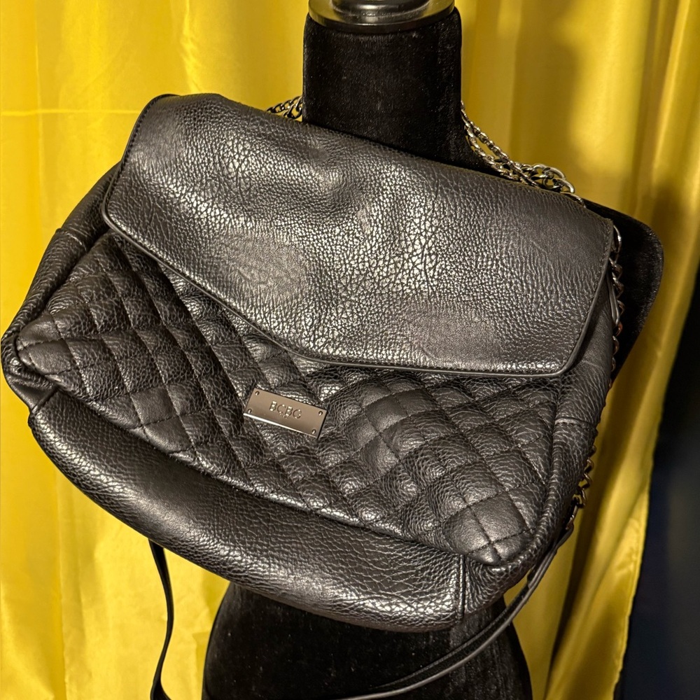 BCBG Paris Black Quilted Leather Shoulder Bag